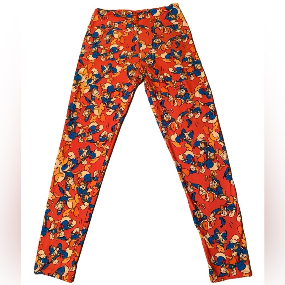 LuLaRoe Orange Donald Duck Leggings one size